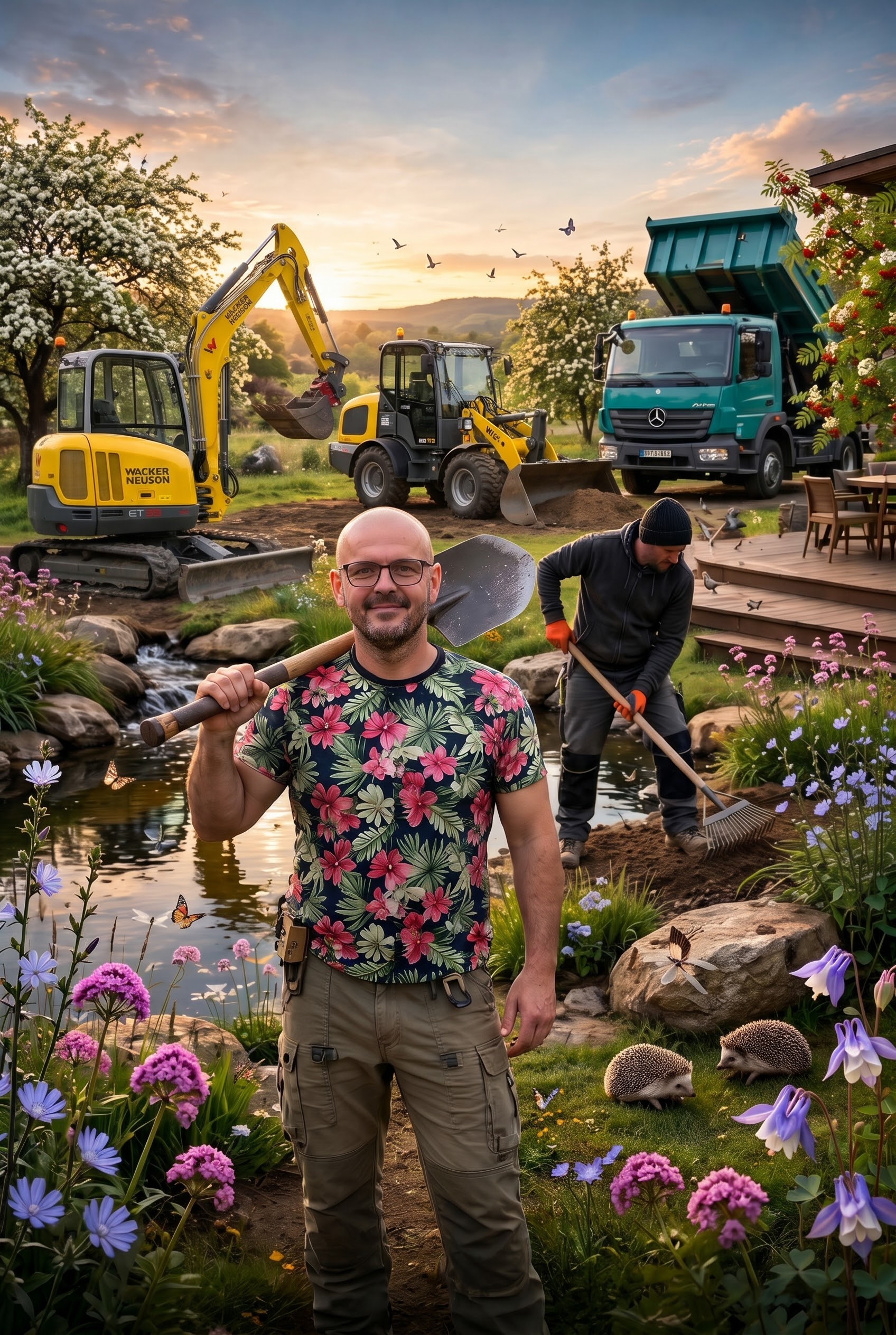 Eigener Fuhrpark von Nickl Andreas Gartenbau mit Bagger, Radlader und LKW